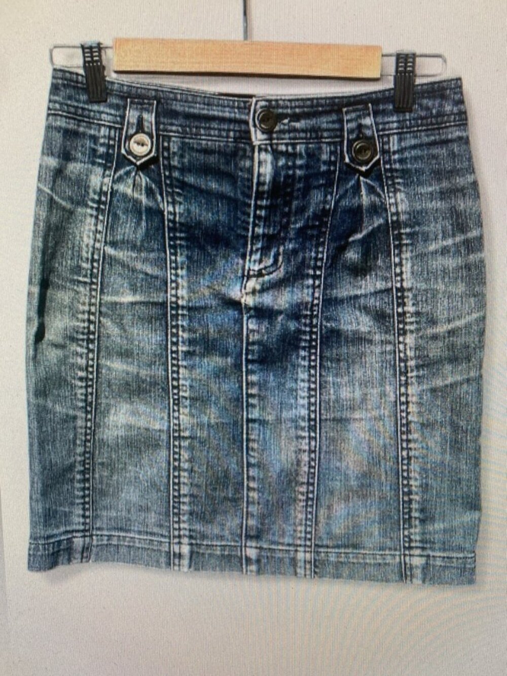 Washed Blue Denim Mini Skirt